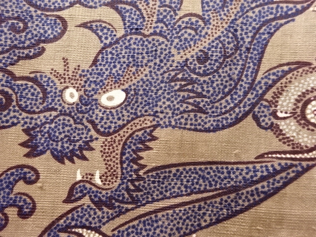 JAPANESE KIMONO / ANTIQUE DRAGON PATTERN MENS JUBAN (TORSO-CUT)